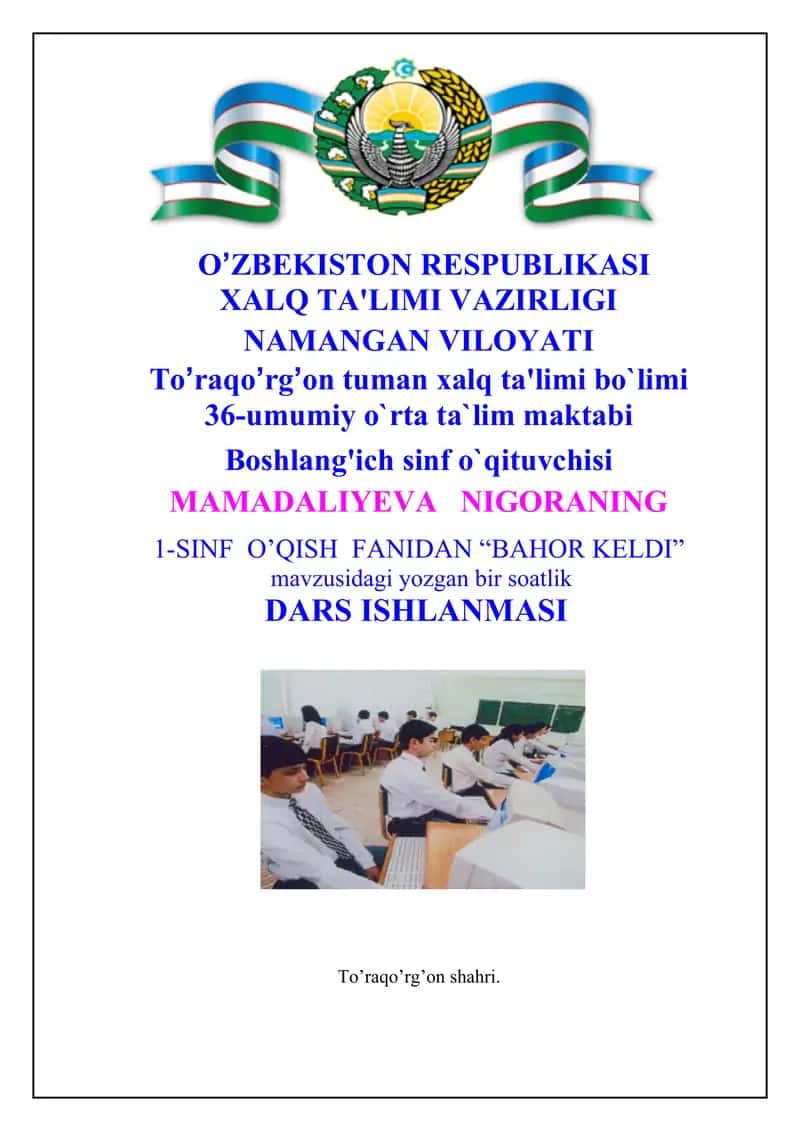 Bahor keldi dars ishlanmasi