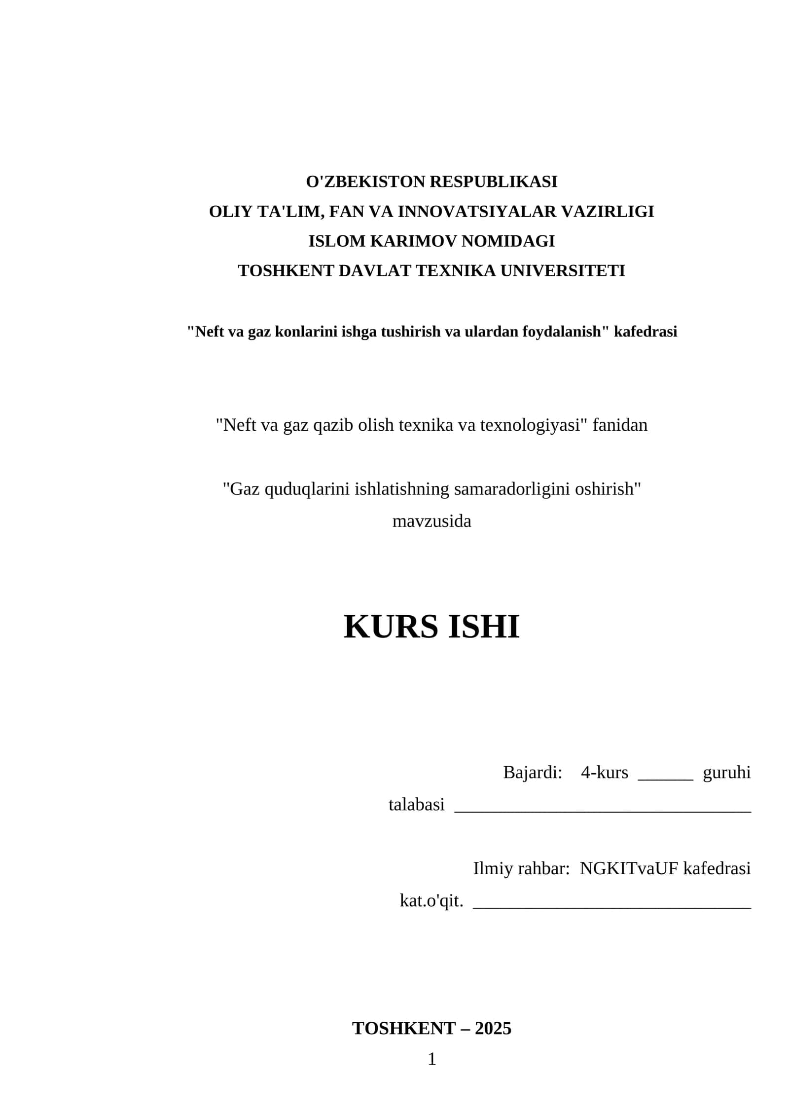 Neft va gaz konlarini ishga tushirish va ulardan foydalanish