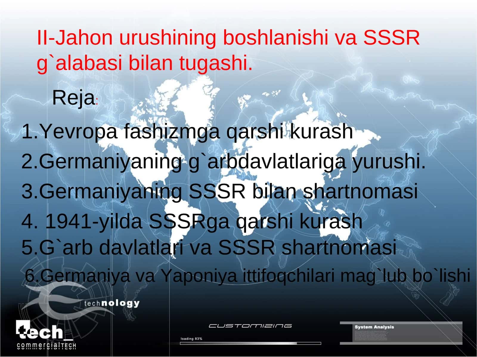 II-Jahon urushining boshlanishi va SSSR g`alabasi bilan tugashi