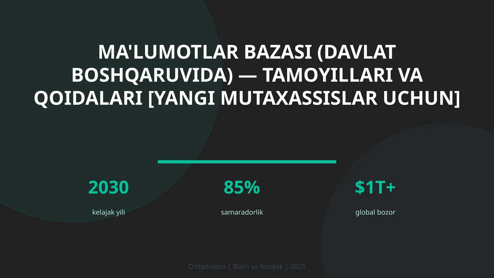 Ma'lumotlar bazasi (davlat boshqaruvida) — tamoyillari va qoidalari [yangi mutaxassislar uchun]