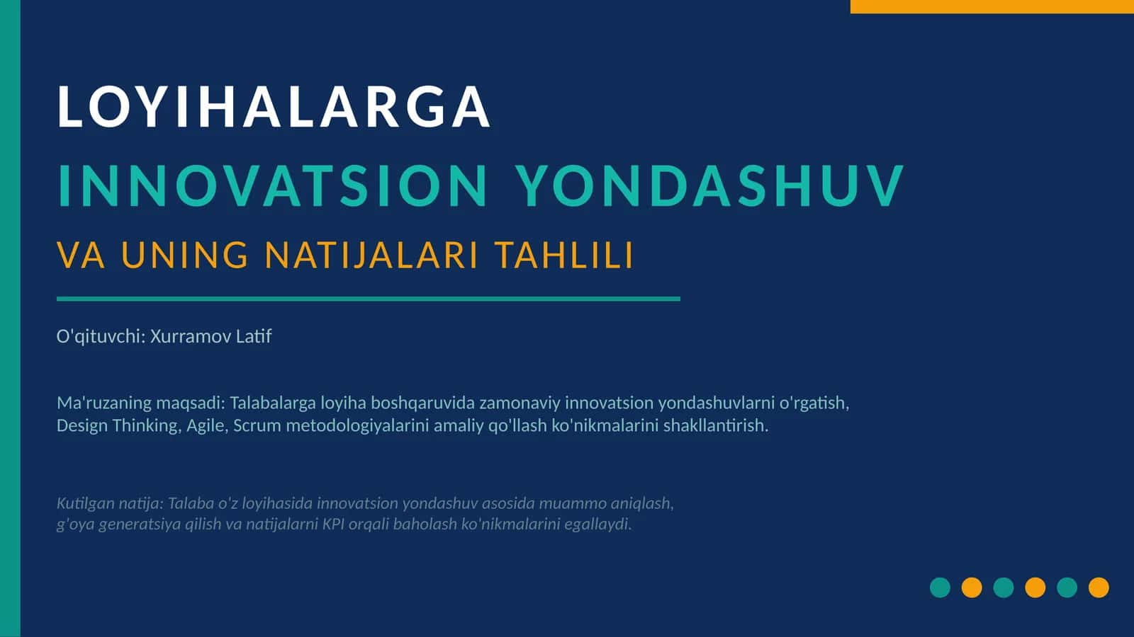 Innovatsion Yondashuv va Uning Natiijalari Tahlili