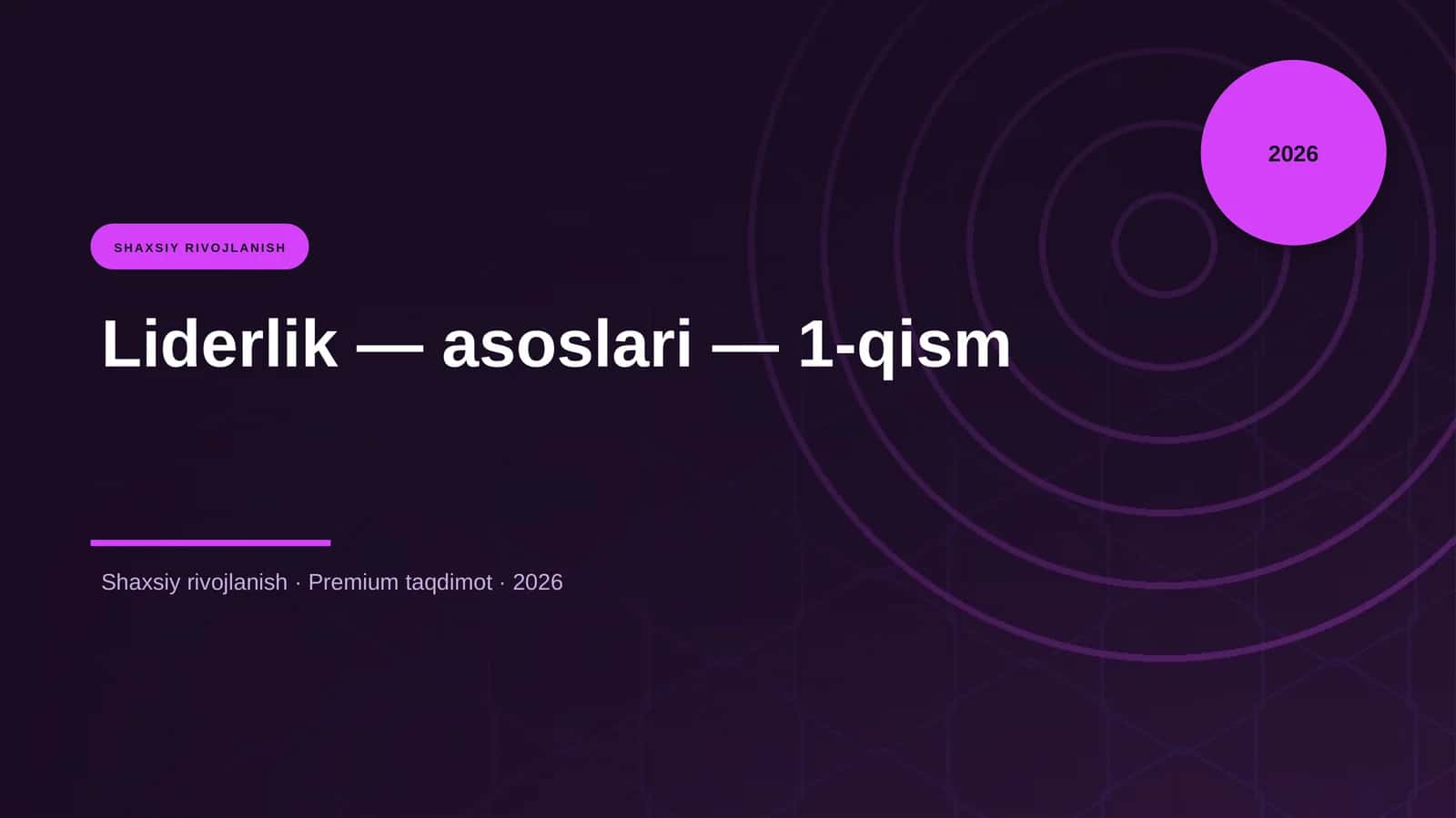 Liderlik — asoslari — 1-qism