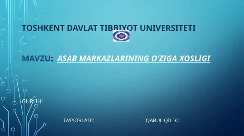 Asabmarkazlarining o’ziga xosligi