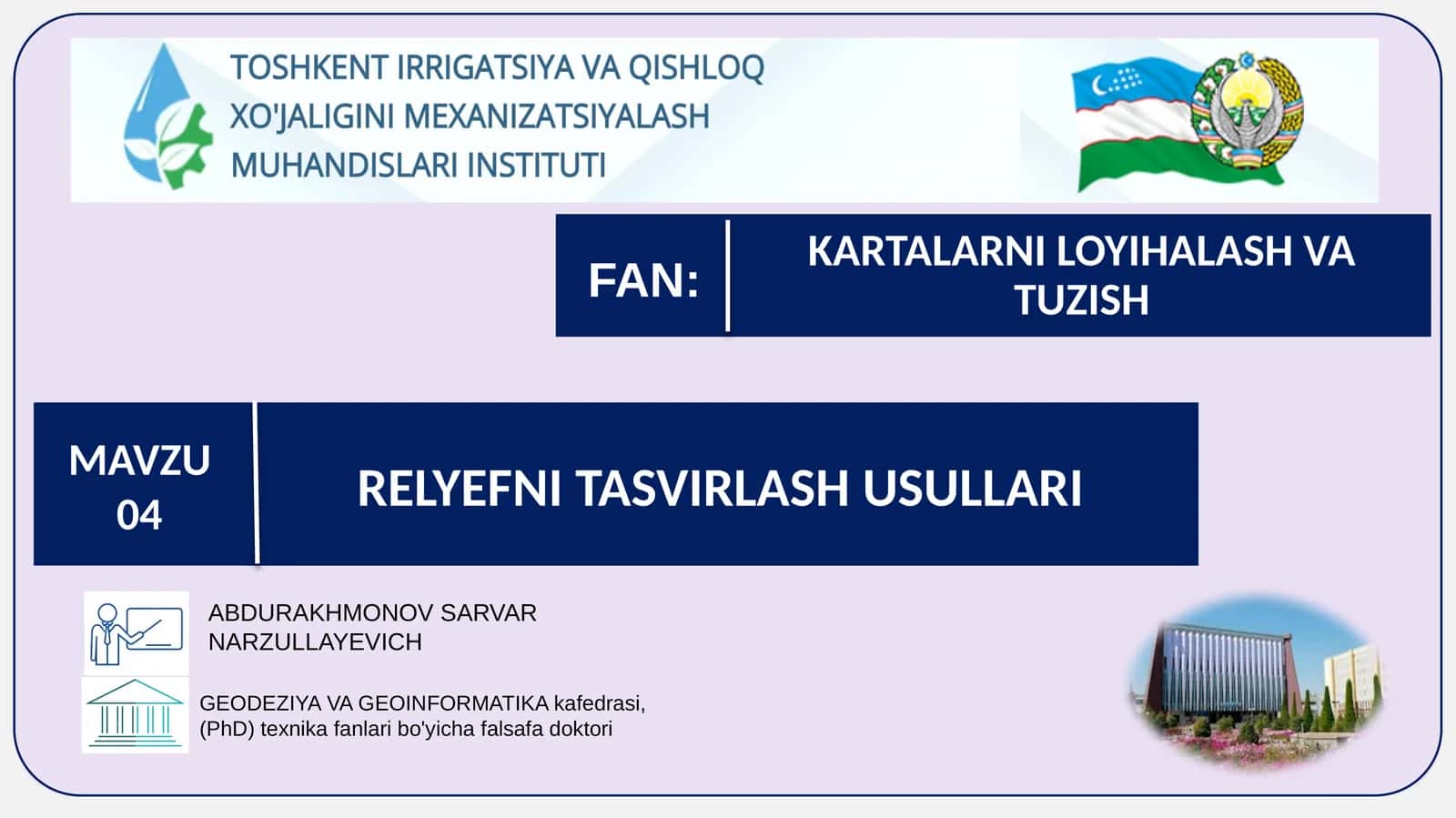 RELYEFNI TASVIRLASH USULLARI