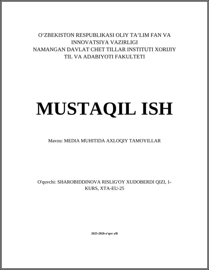 MEDIA MUHITIDA AXLOQIY TAMOYILLAR