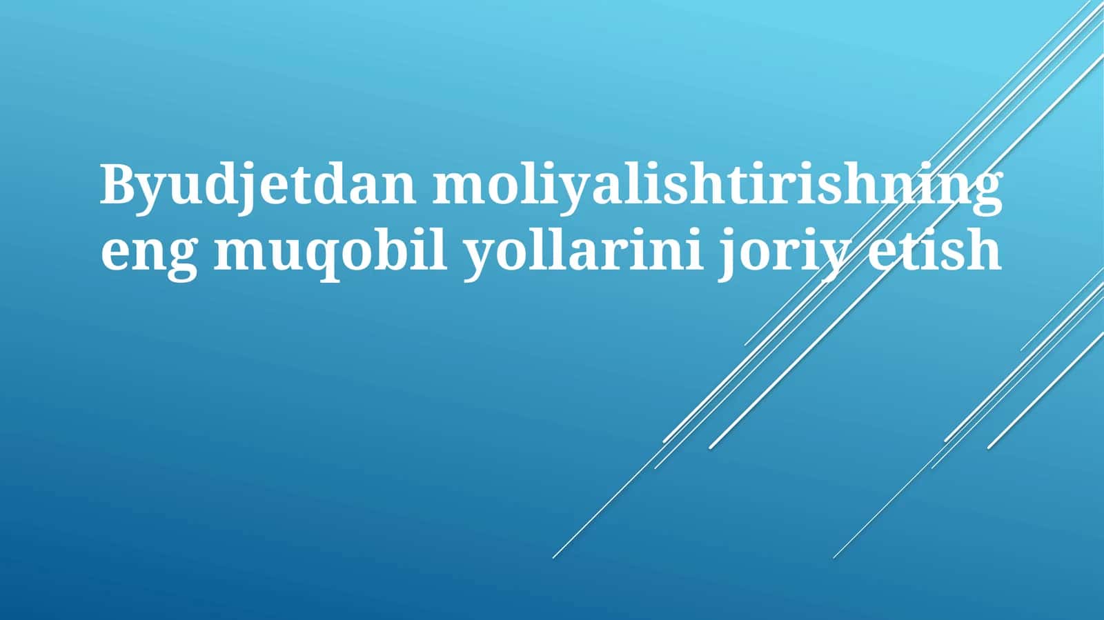 Byudjetdan moliyalashtirishning eng muqobil yo'llarini joriyetish
