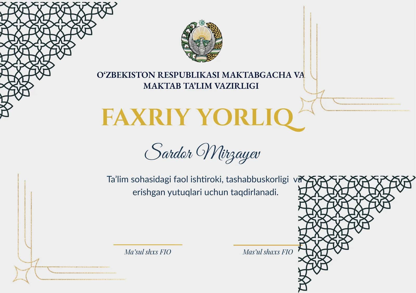 FAXRIY YORLIQ