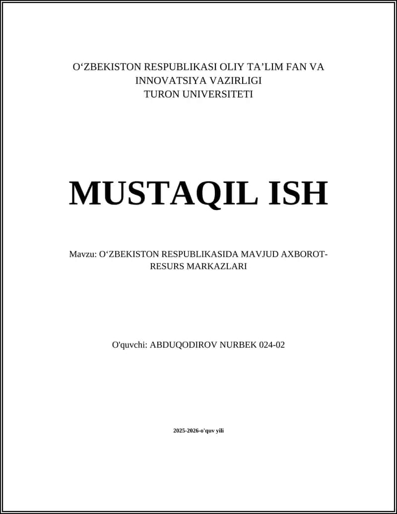 Oʻzbekistonda axborot-resurs markazlarining tarixi va rivojlanishi