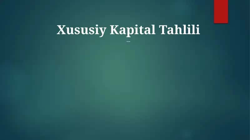 Xususiy Kapital Tahlili