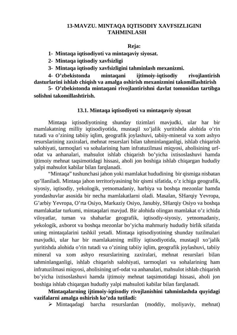 Mintaqaviy Xavfsizlik Mavzu