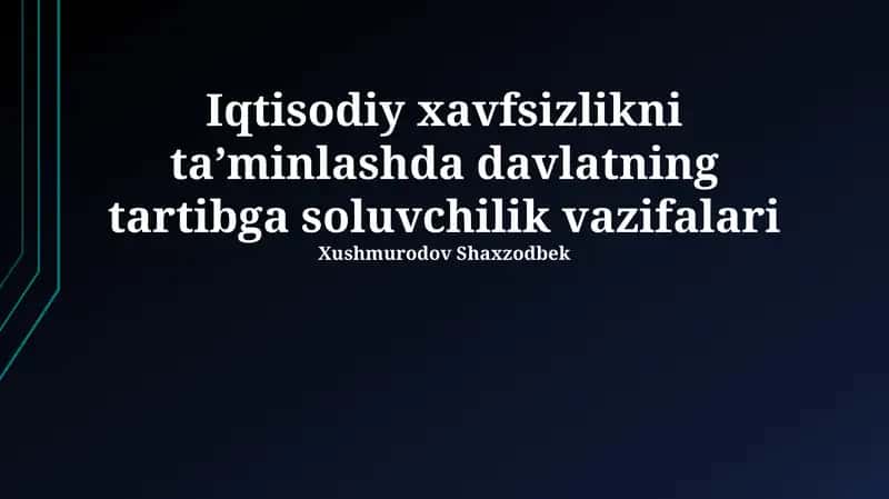 Pul-kredit siyosati va iqtisodiy xavfsizlik