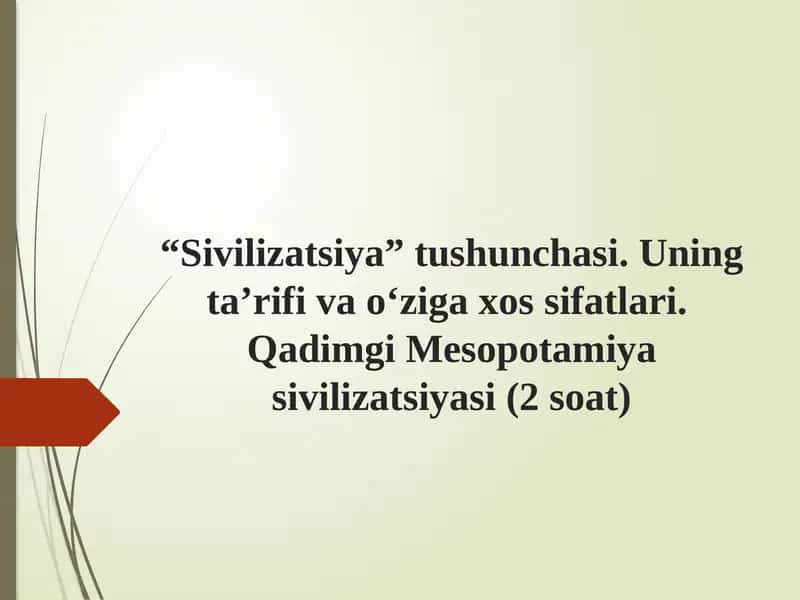 Qadimgi Mesopotamiya sivilizatsiyasi (2 soat)