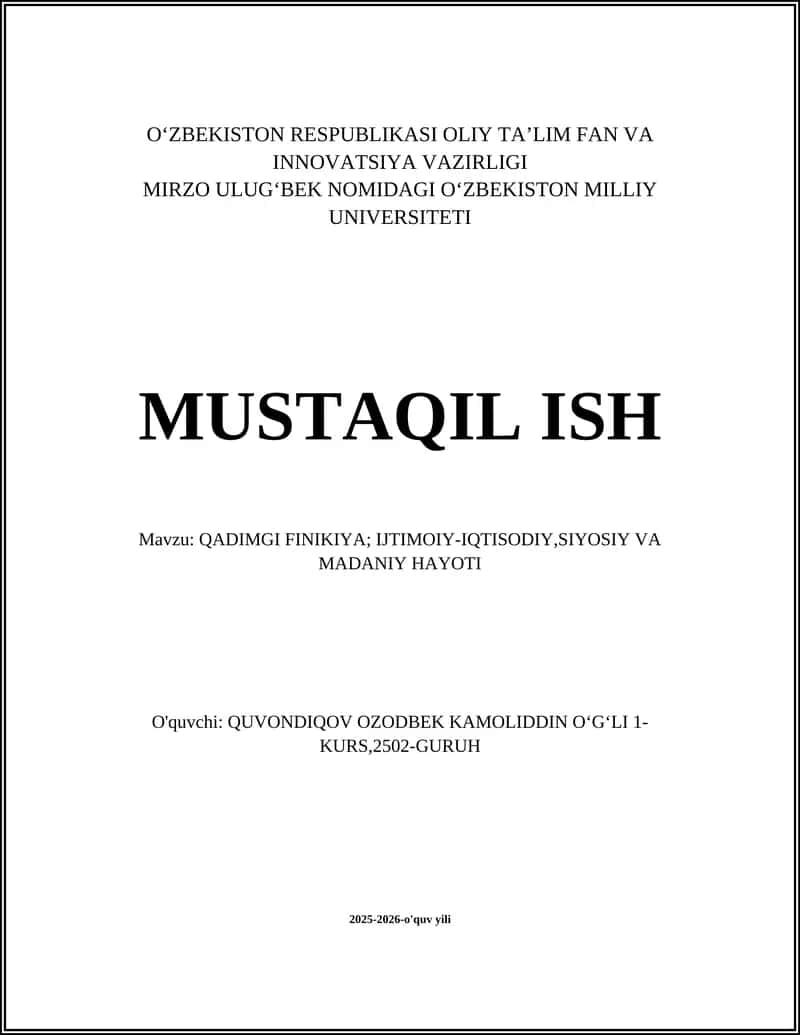 QADIMGI FINIKIYA; IJTIMOIY-IQTISODIY,SIYOSIY VA MADANIY HAYOTI
