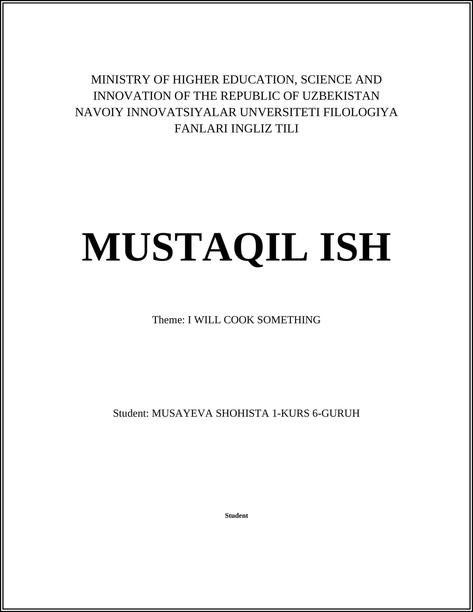 INGLIZ TILI MUSTAQIL ISH