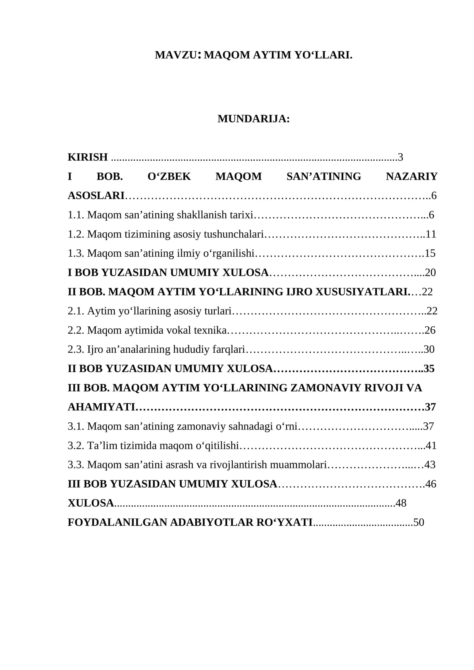 MAQOM AYTIM YO‘LLARI.