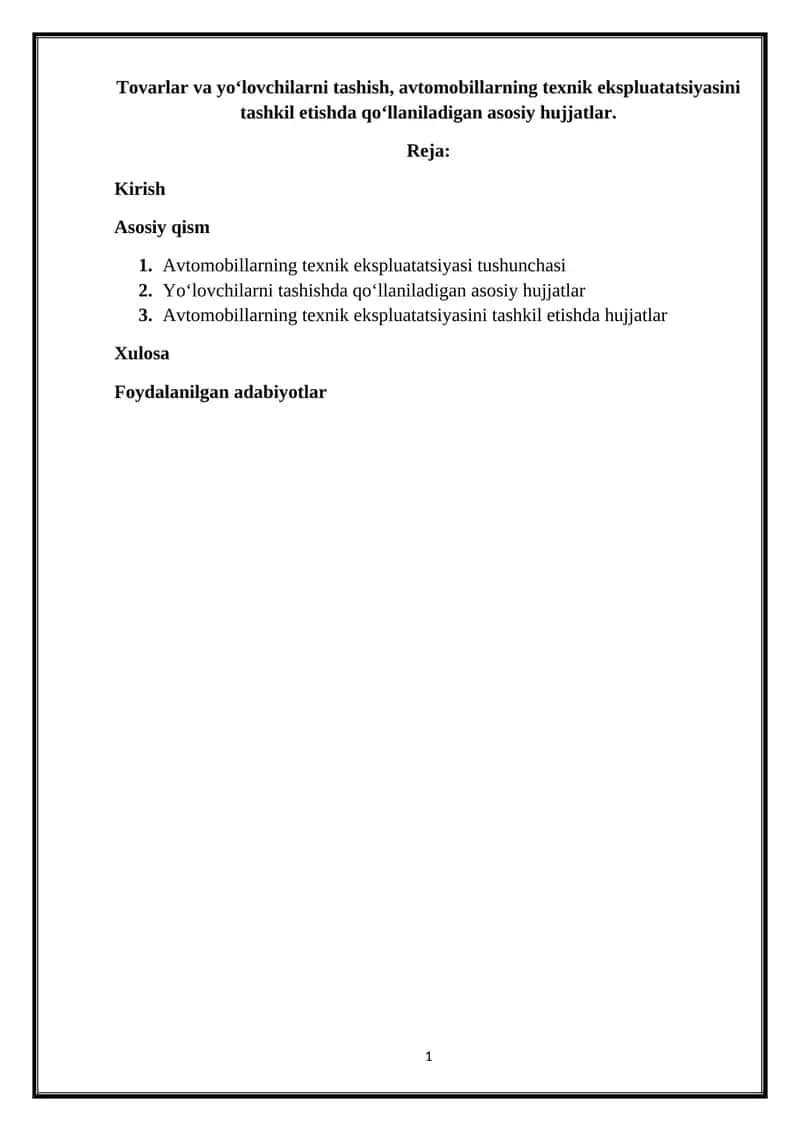 Avtomobillarning texnik ekspluatatsiyasi