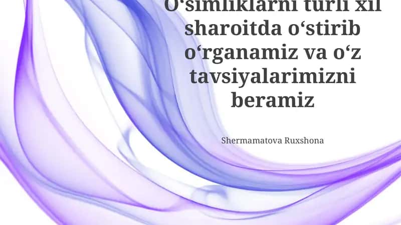 O'simliklarni turli xil sharoitda o'stirishni O'rganish