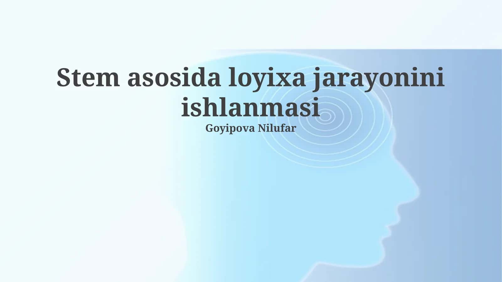 STEM asosida loyixa jarayonini ishlanmasi