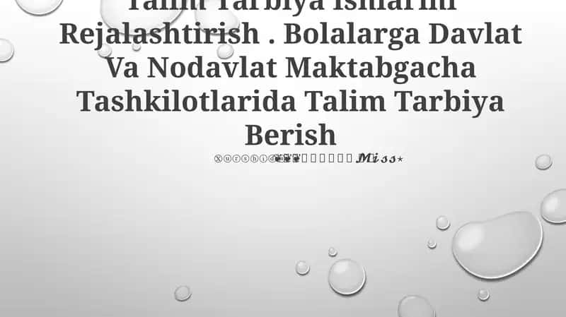 Talim Tarbiya Ishlarini Rejalashtirish