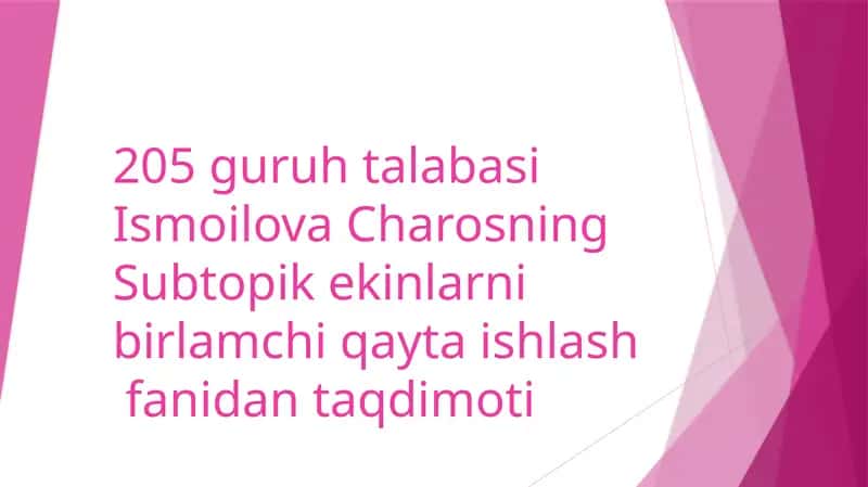 Subtropik mevalardan turli xil qayta ishlangan mahsulotlar olish