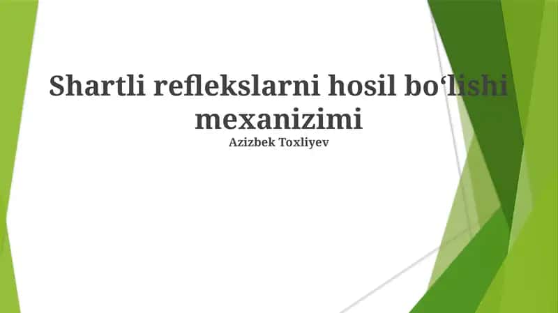 Shartli reflekslarni hosil bo‘lishi mexanizimi