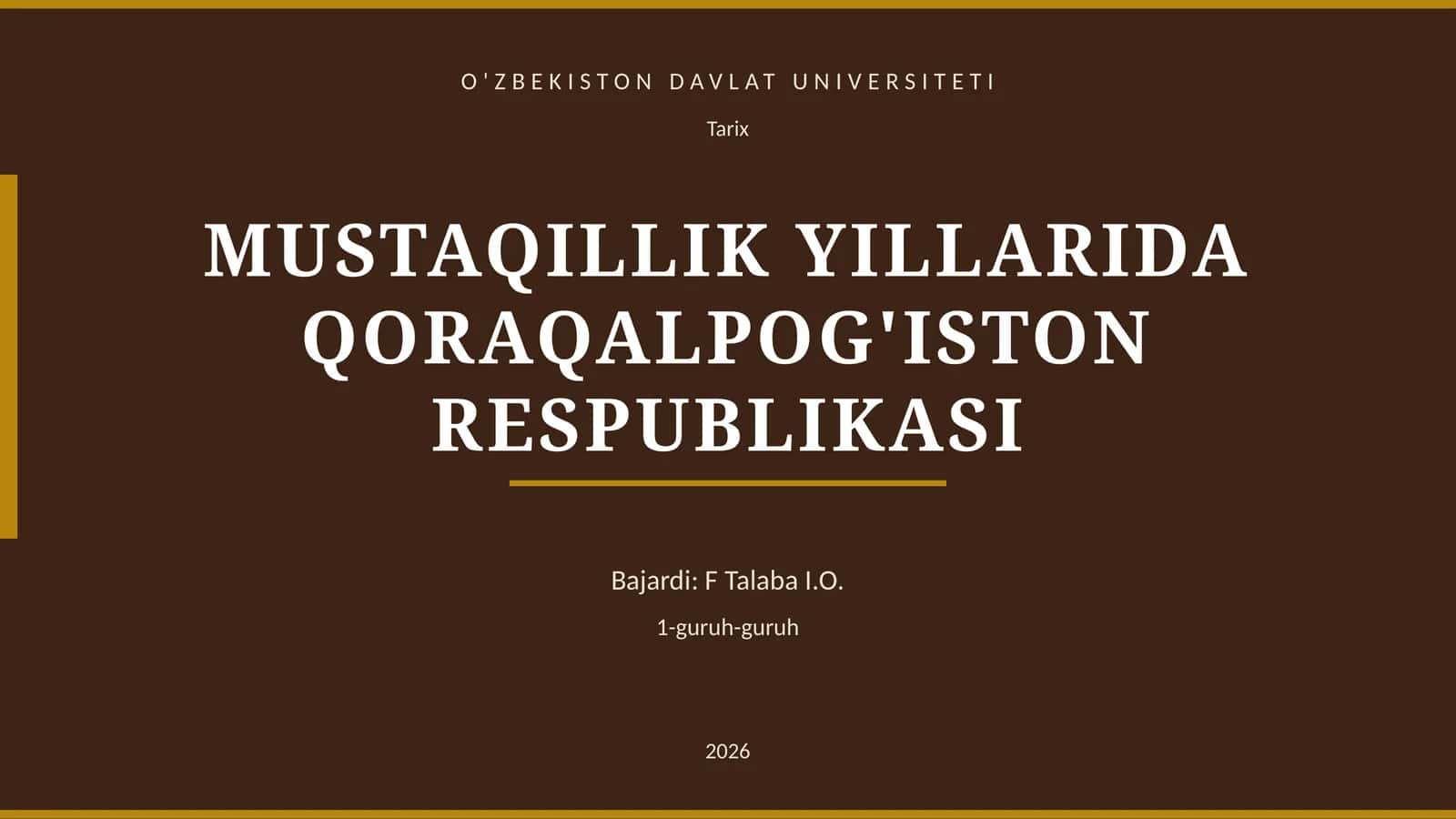 MUSTAQILLIK YILLARIDA QORAQALPOG'ISTON RESPUBLIKASI