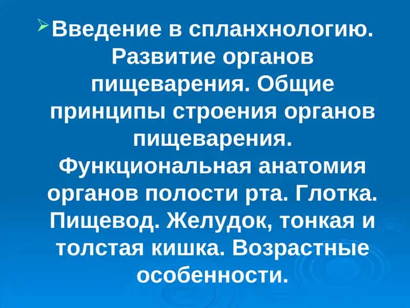 Введение в спланхнологию