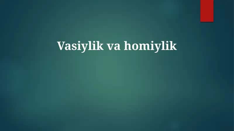 Vasiylik va homiylik