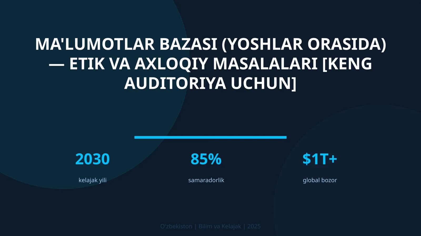 MA'LUMOTLAR BAZASI (YOSHLAR ORASIDA) — ETIK VA AXLOQIY MASALALARI [KENG AUDITORIYA UCHUN]