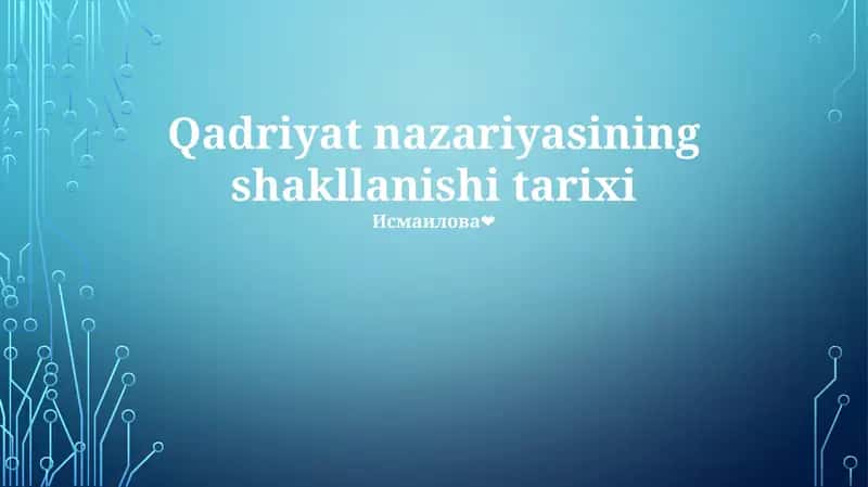 Qadriyat nazariyasining shakllanishi tarixi