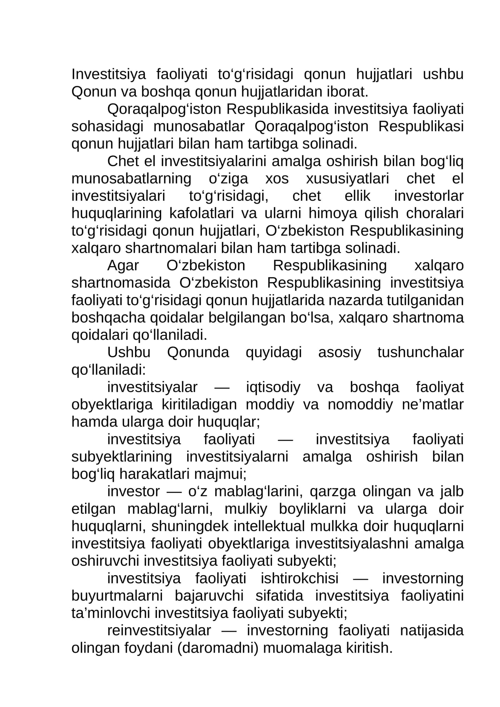Investitsiya faoliyati qonuni