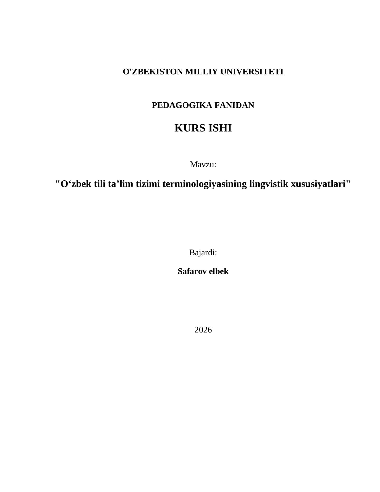 "O'zbek tili ta’lim tizimi terminologiyasining lingvistik xususiyatlari"