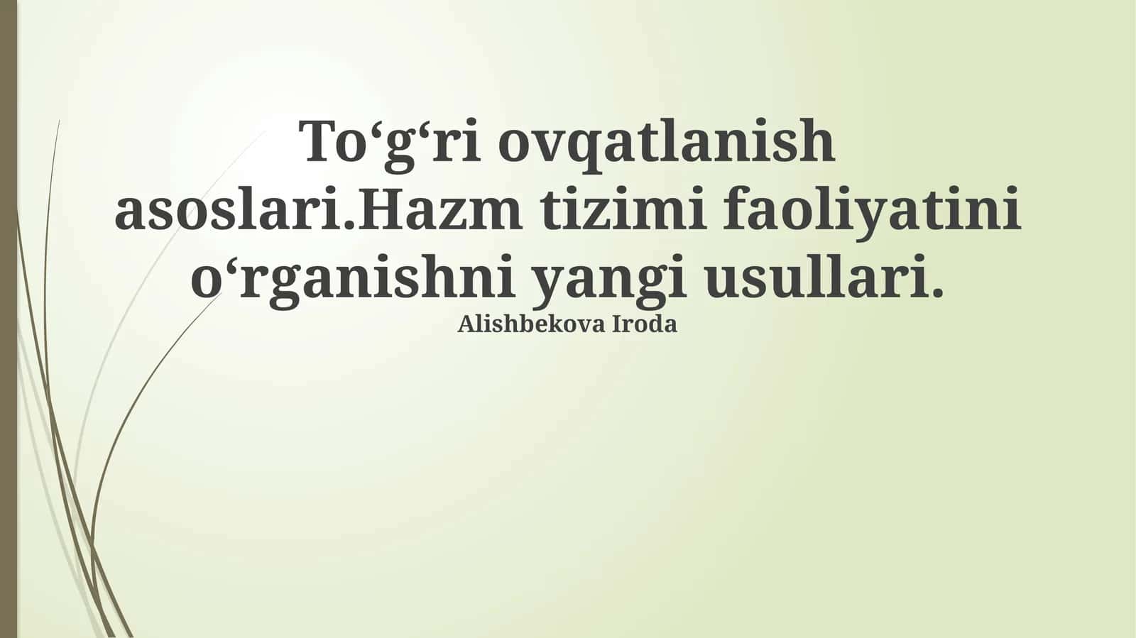 To‘g‘ri ovqatlanishning fundamental asoslari