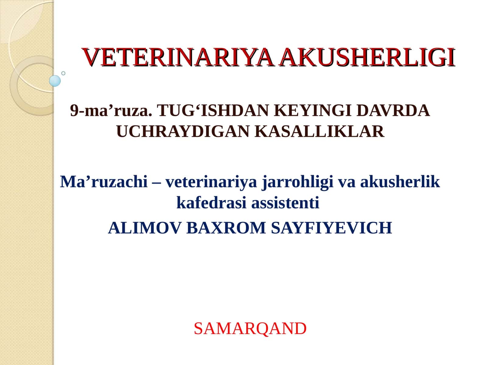 VETERINARIYA AKUSHERLIGI