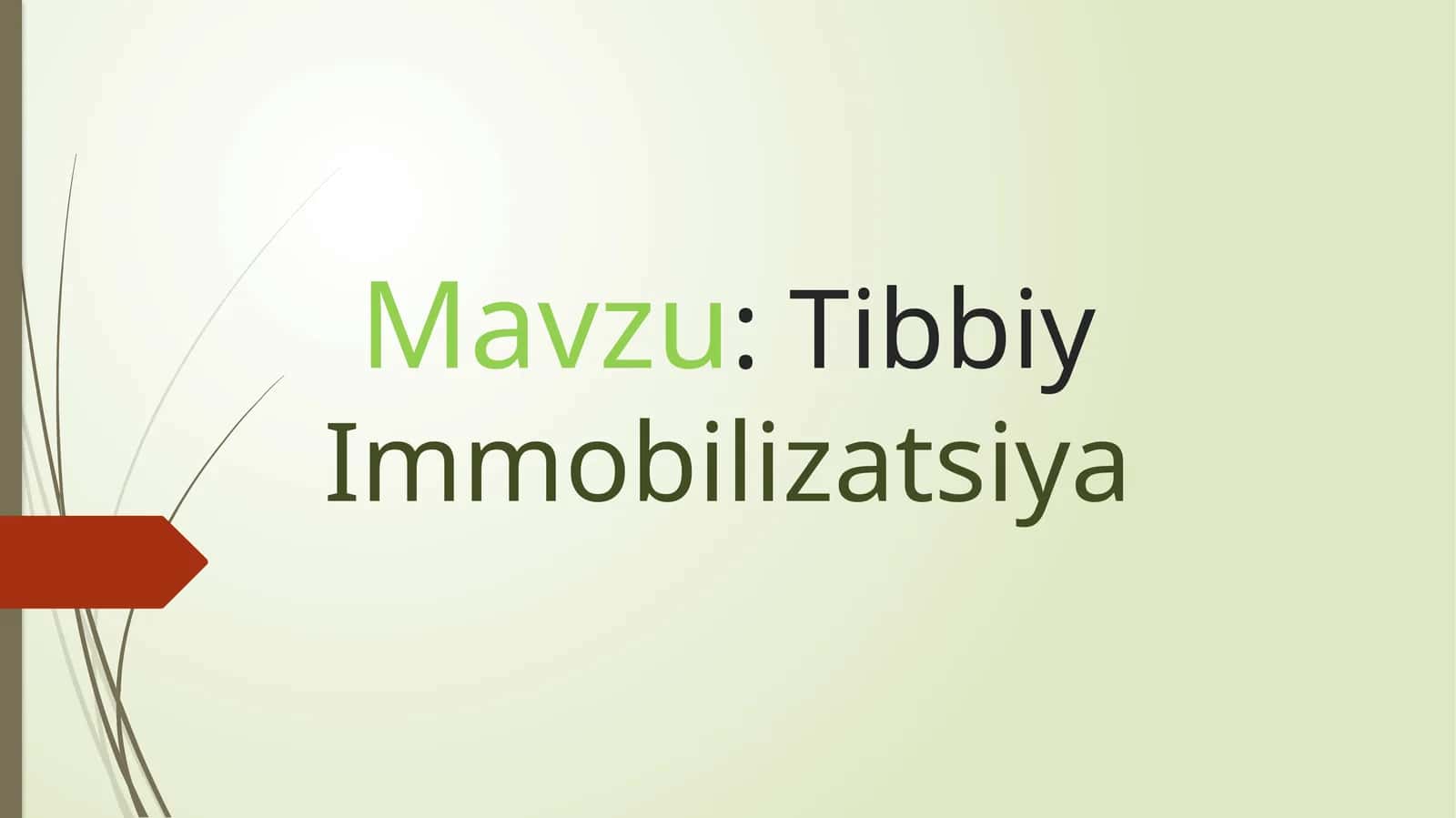 Tibbiy Immobilizatsiya