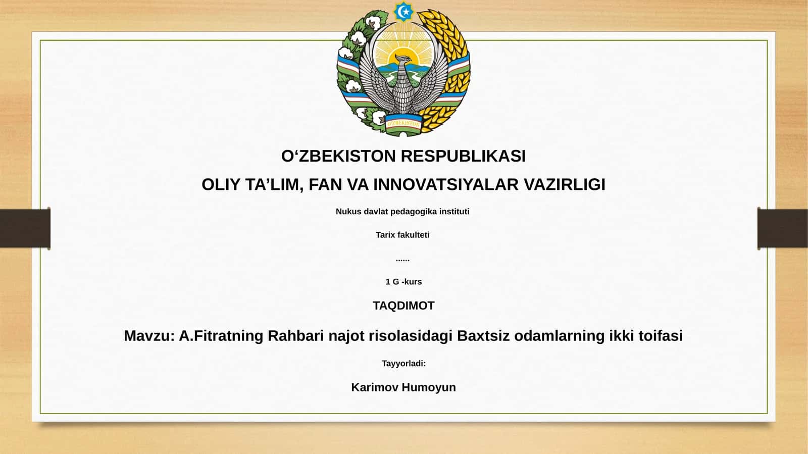 A.Fitratning Rahbari najot risolasidagi Baxtsiz odamlarning ikki toifasi