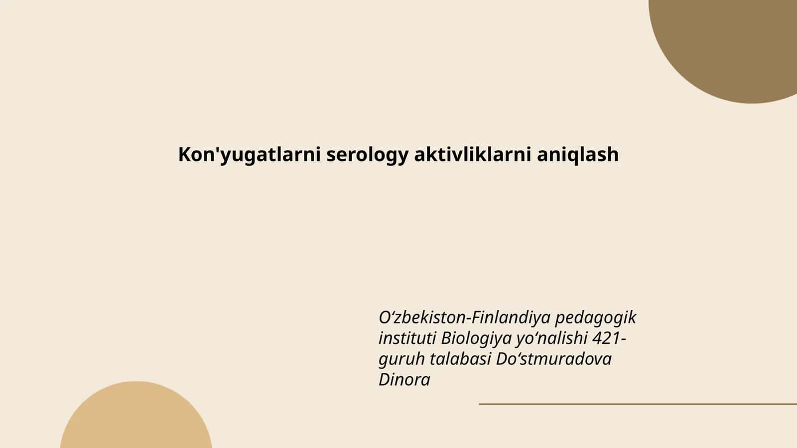 Kon'yugatlarni serology aktivliklarni aniqlash