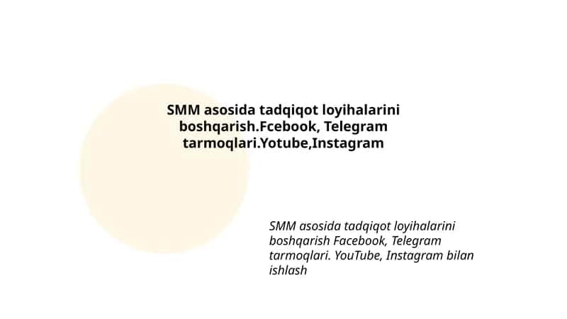 SMM asosida tadqiqot loyihalarini boshqarish