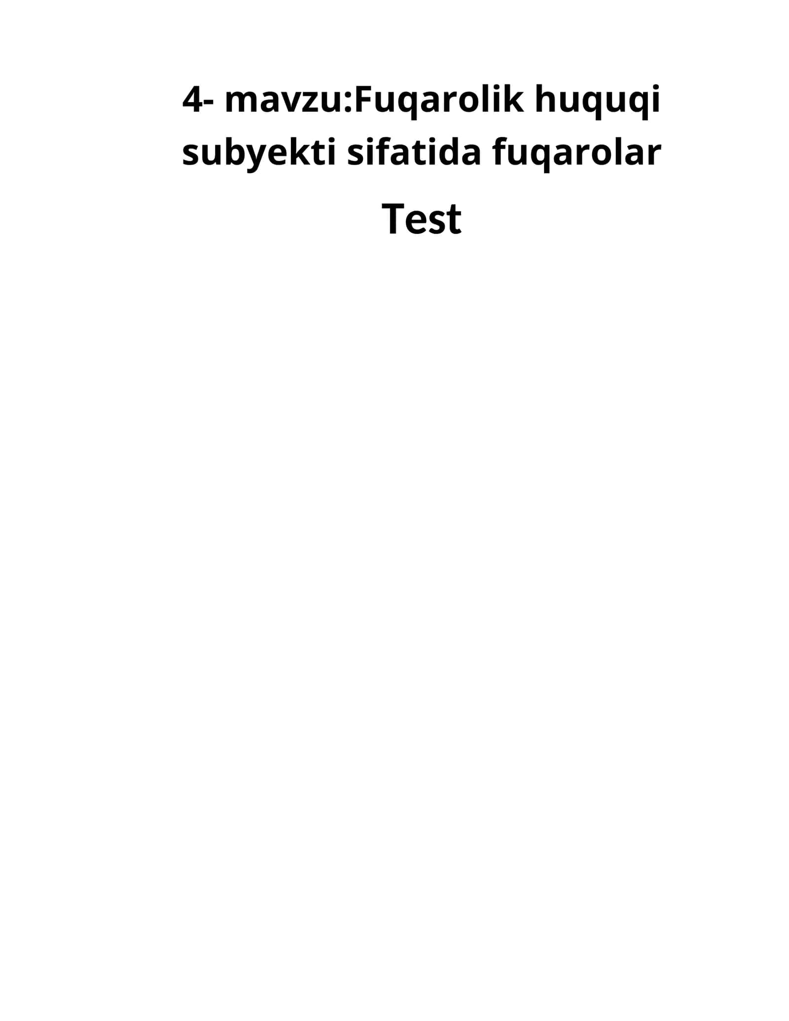 Fuqarolik huquqi subyekti sifatida fuqarolar