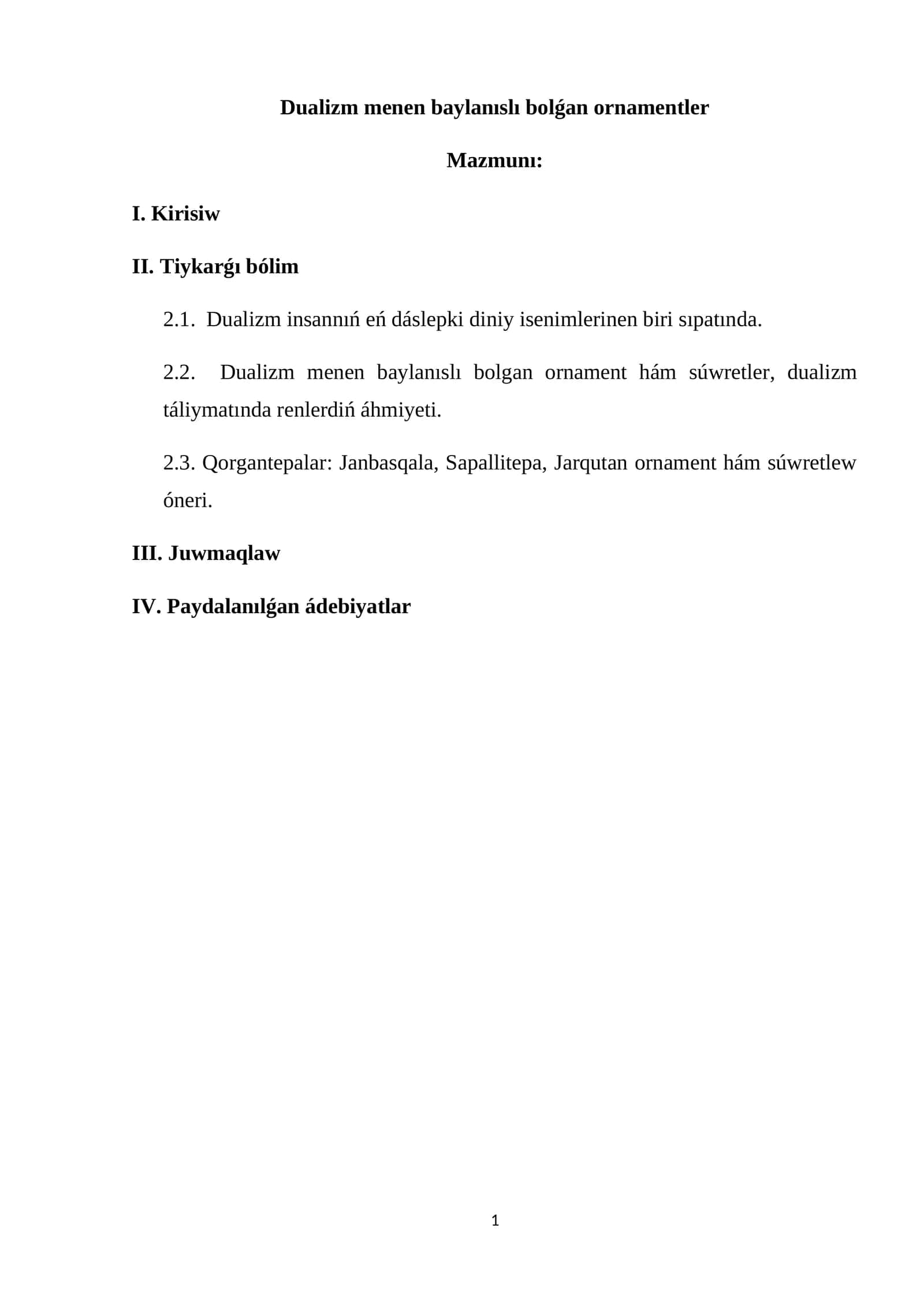 Dualizm menen baylanıslı bolǵan ornamentler