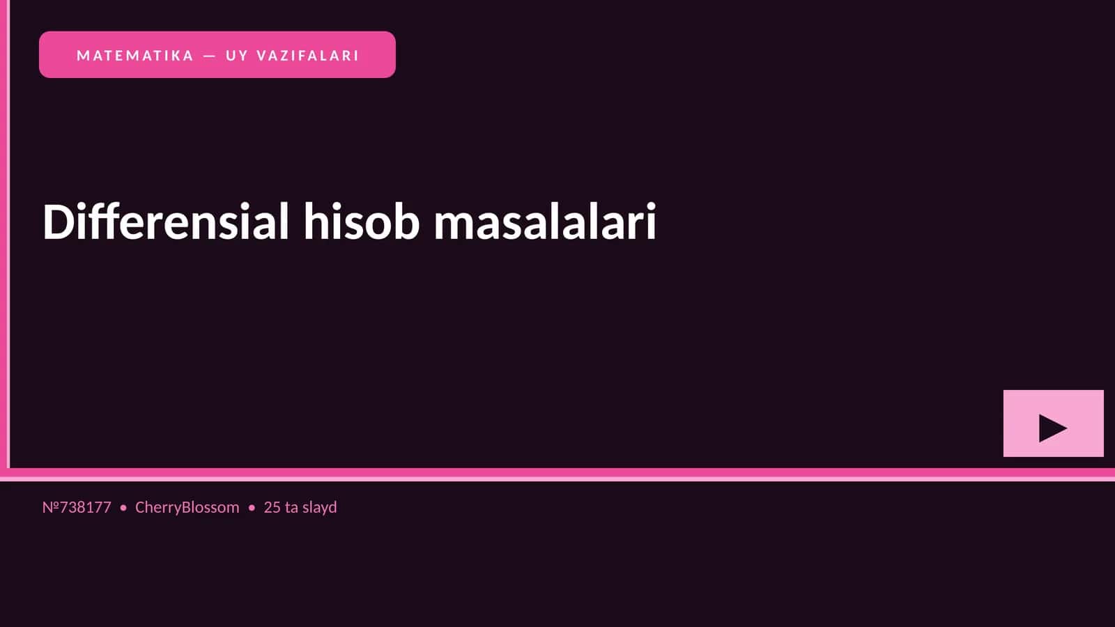 Differensial hisob masalalari