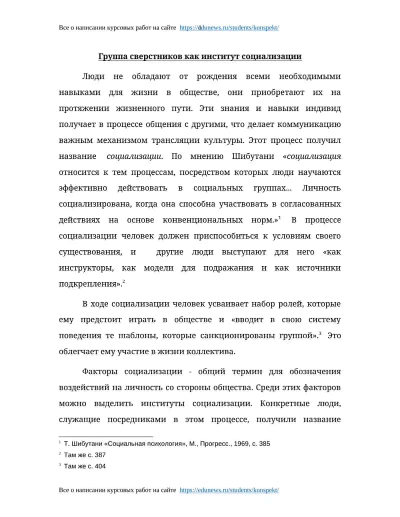 Группа сверстников как институт социализации