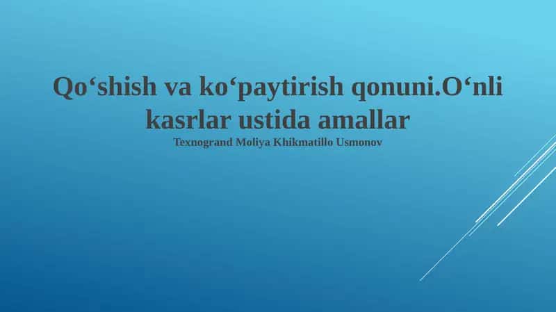 O'nlik kasrlar bilan amallar