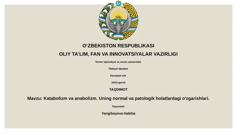 Katabolizm va anabolizm