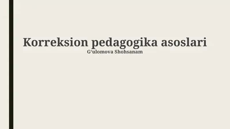 Korreksion pedagogika asoslari