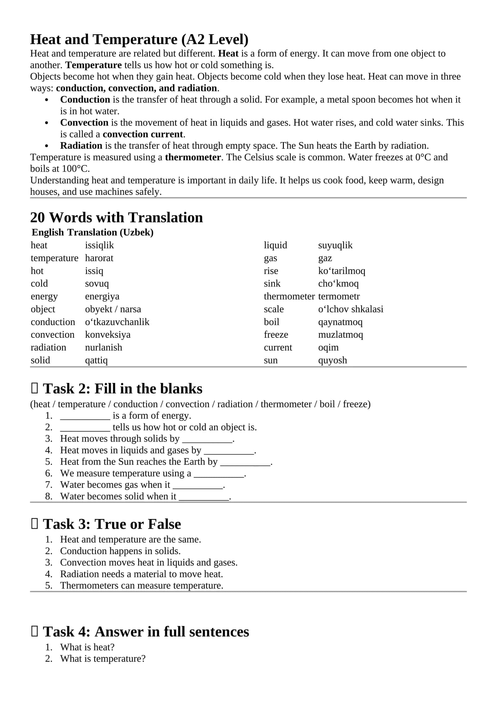 Heat and Temperature (A2 Level)