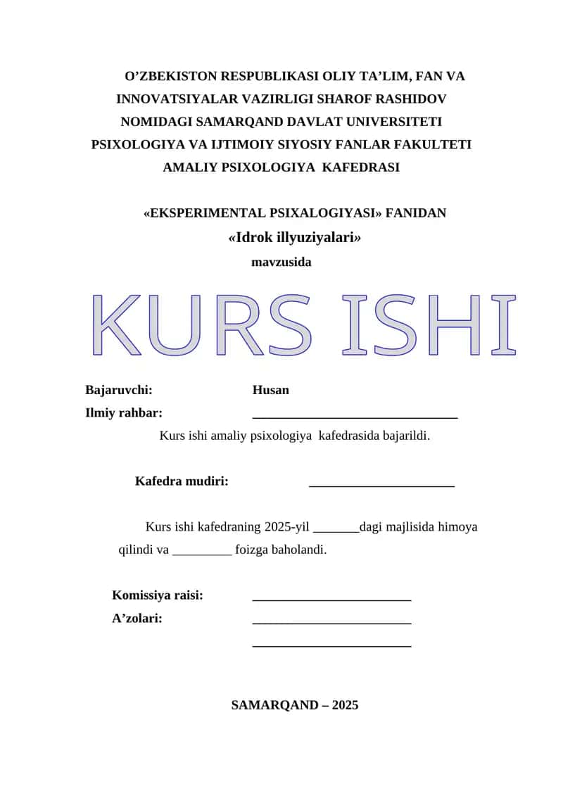 Idrok illyuziyalari kurs ishi