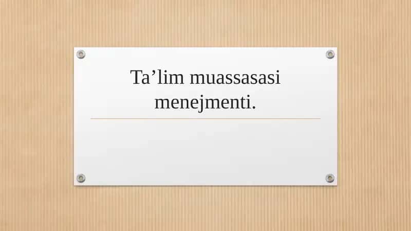 Taʼlim muassasasi menejmenti.