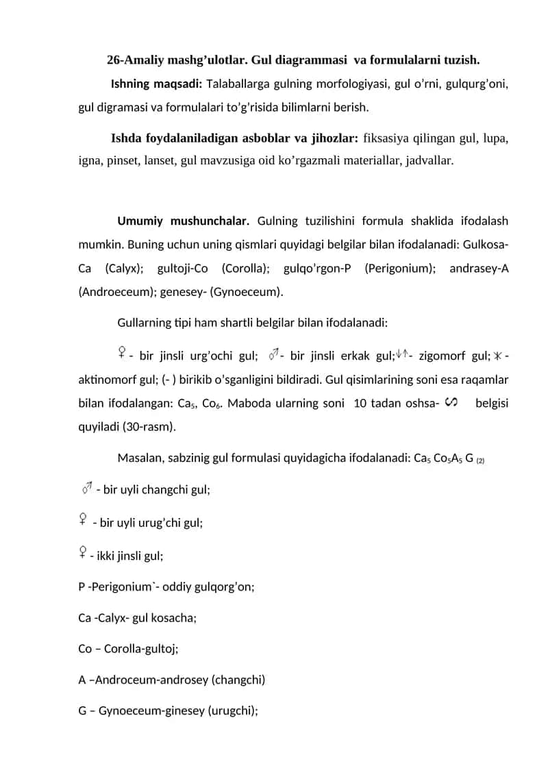 26-Amaliy mashg’ulotlar. Gul diagrammasi va formulalarni tuzish