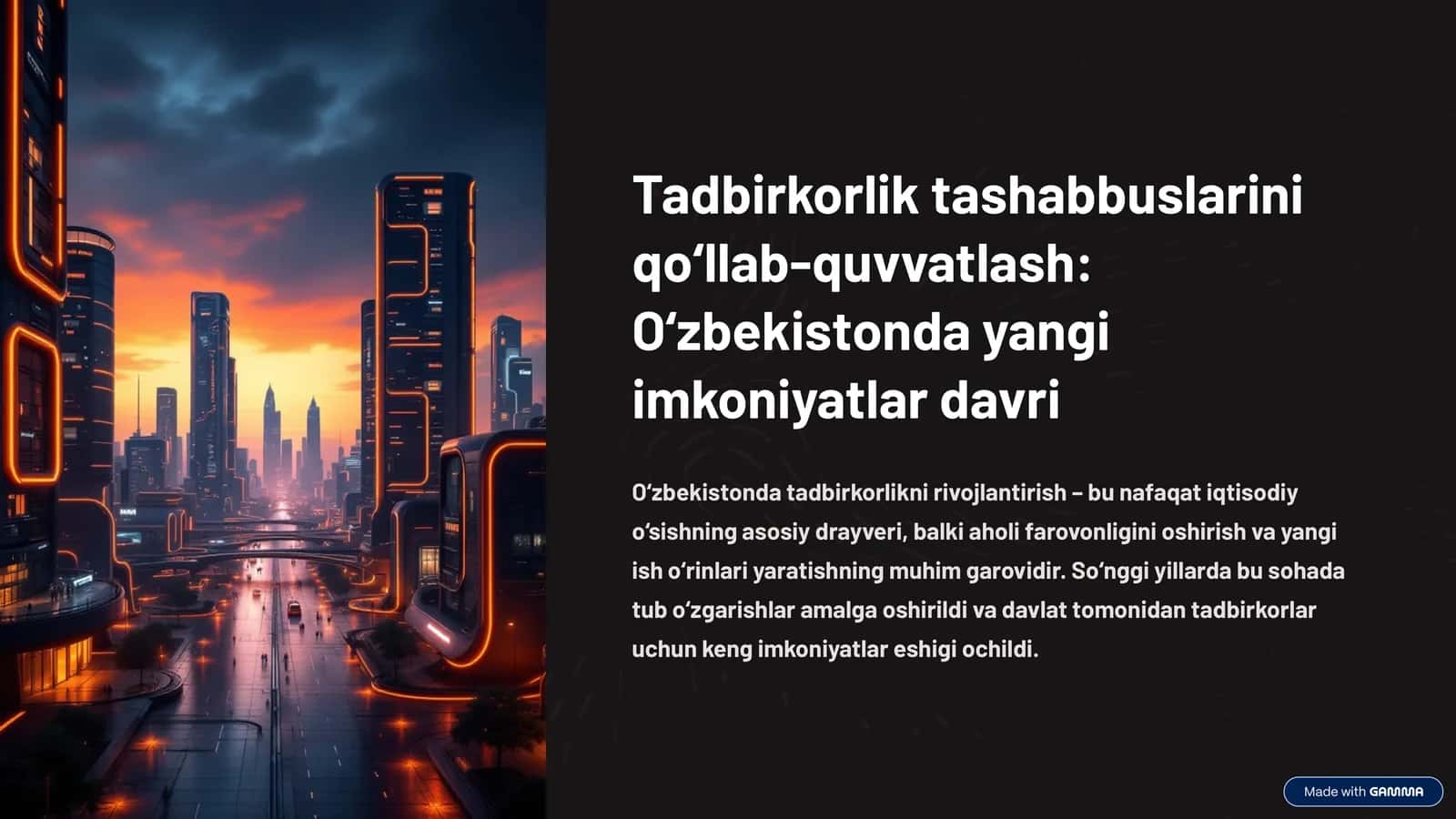 Tadbirkorlik tashabbuslarini qo‘llab-quvvatlash: O‘zbekistonda yangi imkoniyatlar davri